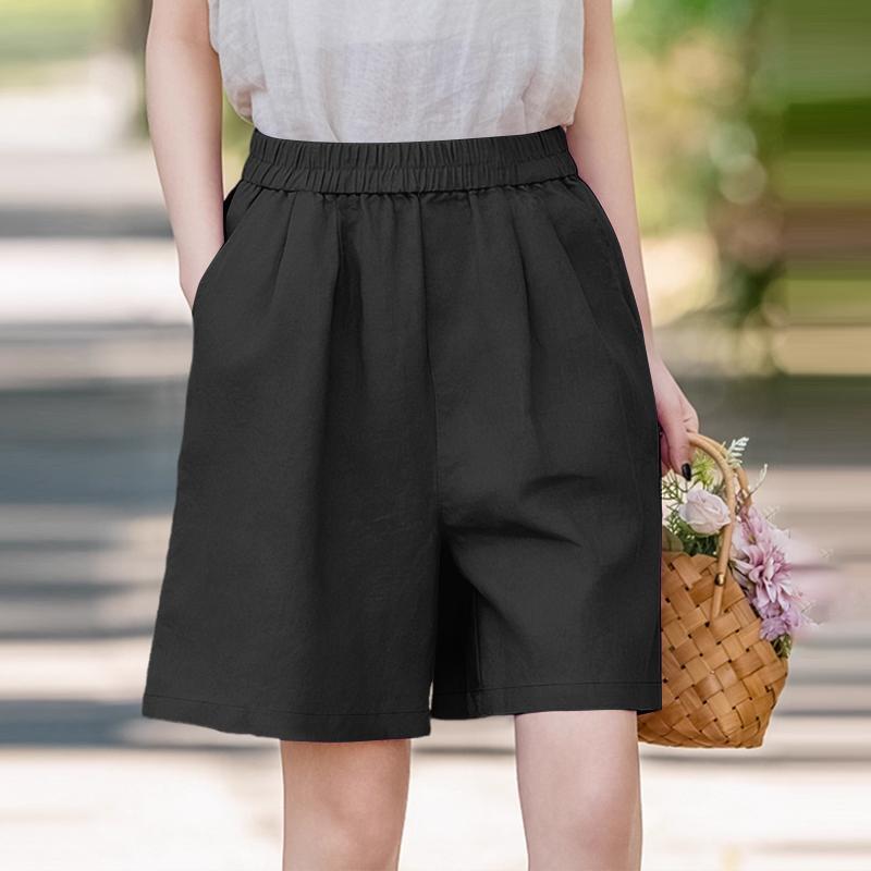 

ZANZEA Женские повседневные свободные летние шорты с эластичной резинкой на талии S чёрный