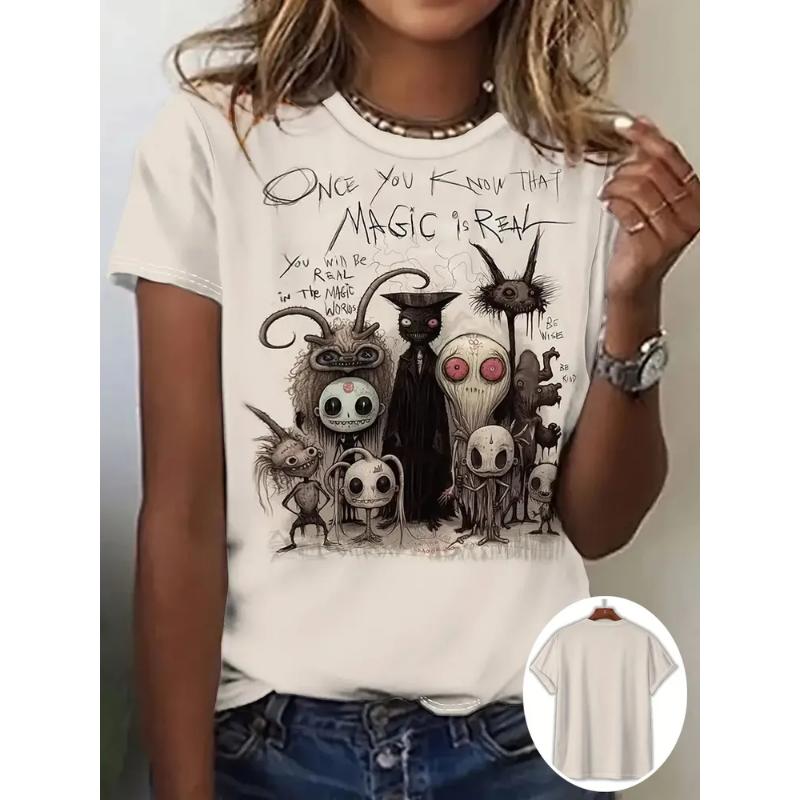 Comfortable Tee Crew Neck Women's Crew Neck T-Shirt Fashion Women's Animal Short Sleeve 3D Animal Color Printing Women's Short Sleeve Tops