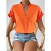YYFS Damemote Uformelt sommer våren ensfarget trykk kortermet V-hals bluser og skjorter
