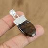 Natural Petrified Wood Jasper Gemstone Pendant Brown 925 Sterling Silver Jewelry