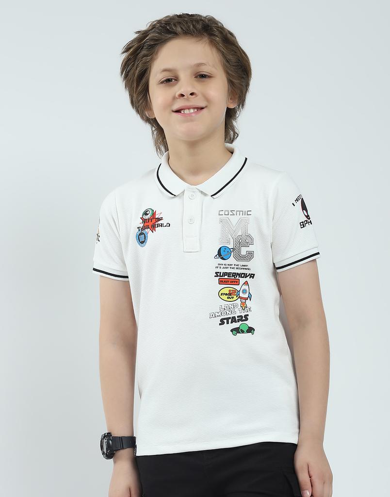 Monte Carlo Boys's Regular Fit Printed Polo Half Sleeve T-Shirt