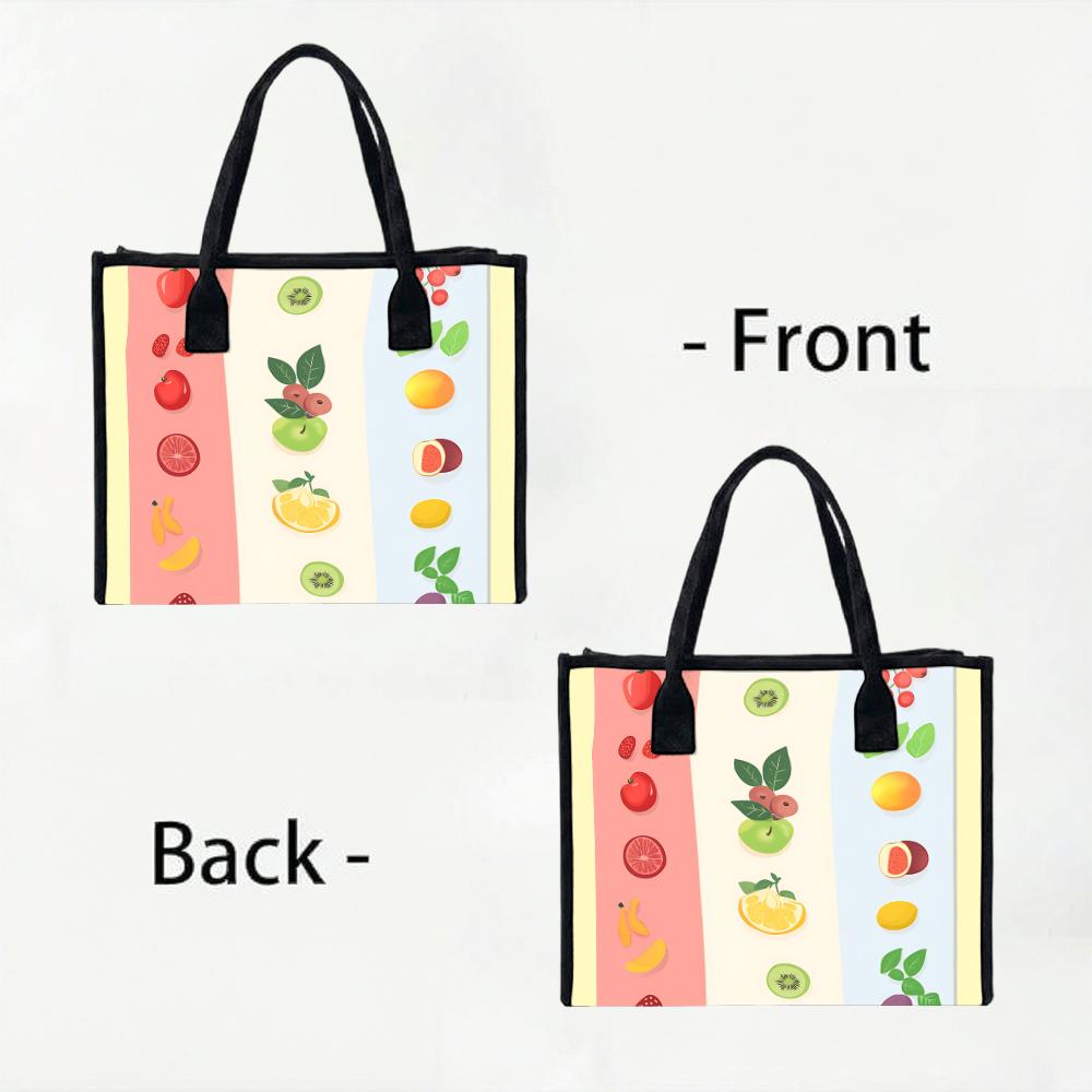 Cute Fruit Print Tote Bag Large Capacity Fashion Casual Handbag for Daily Shopping Travel Use