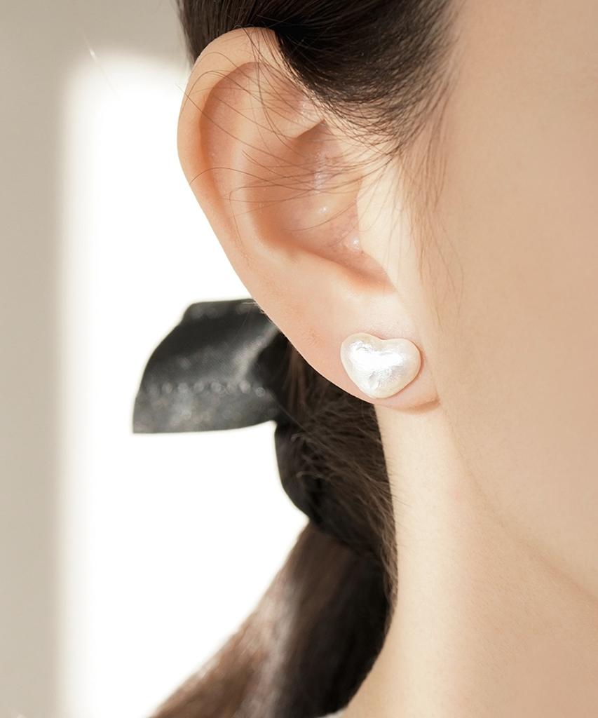 Alleun Silver 925 Heart Full Moon Silver Earrings Bold Stud