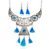 Ethnic Simulation Style Gemstone Decoration Women Necklace With Tassel Design