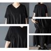DIMANAF 2026 New Spring Summer  Plus Size Women Black Dress Fashion Lady Loose Casual Long Dress Solid Pleated Skirt