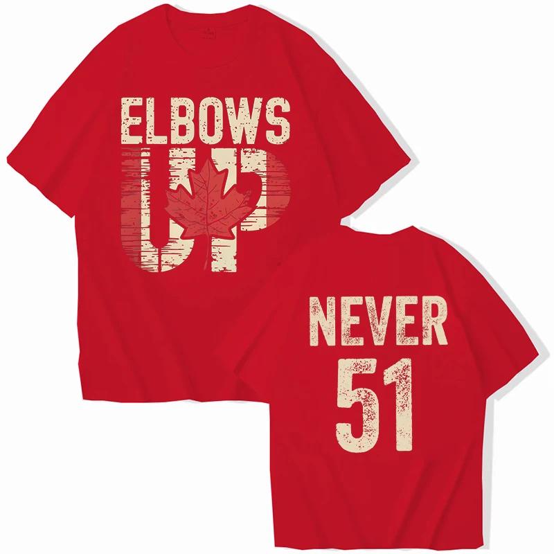 Retro Elbows Up Never 51 Canada Print Women T-shirts Casual Summer Tees Funny Vintage Tshirt Graphic Tops Female Clothing