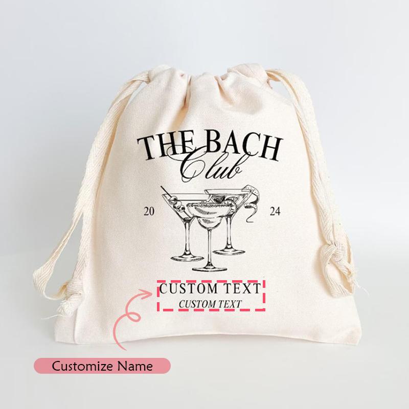 

5pcs Personalized The Bach Club Party Drawstring Bags Bachelorette Party Hangover Kits Gift Bag Wedding Bridal Shower Decoration 13x18cm&5PCS