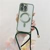 Crossbody Necklace Lanyard Magnet For Magsafe Wireless Charging Case For iPhone 17 16 15 13 12 11 14 Pro Max Plating Clear Cover