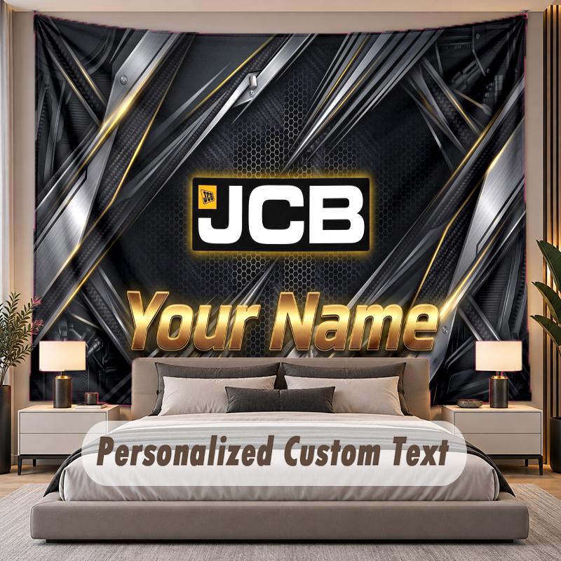 Custom Name Text Tapestry JCB Personalized Polyester Wall Tapestry For Bedroom And Room