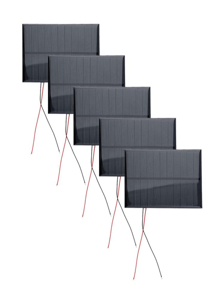 15cm Wire Solar Panels Kit 5 Pieces Solar Panels Multiple Applications 5.5V 200mA Output Multiple Power Sources