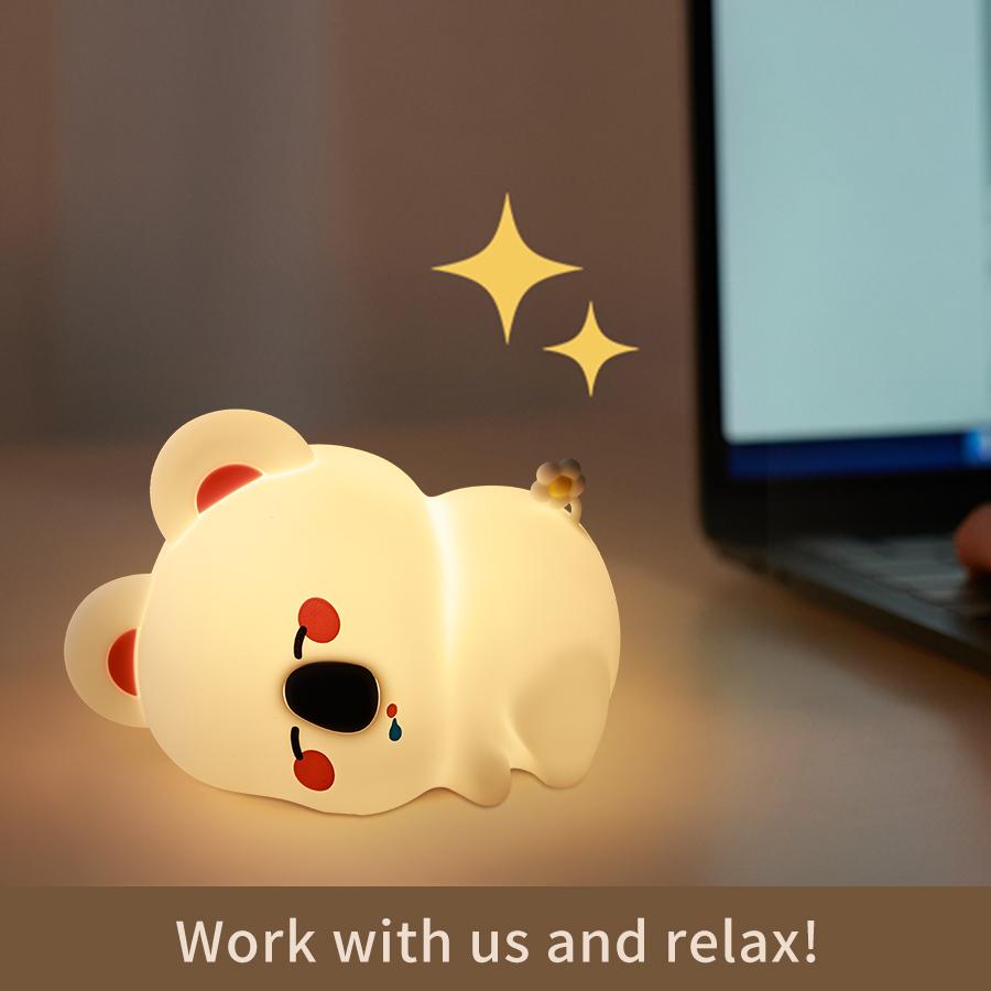 Cute Animal Led Night Light Bedroom Bedside Table Lamp for Nursery Toddler Kids Toy Birthday Gifs Silicone Rechargeable Portable