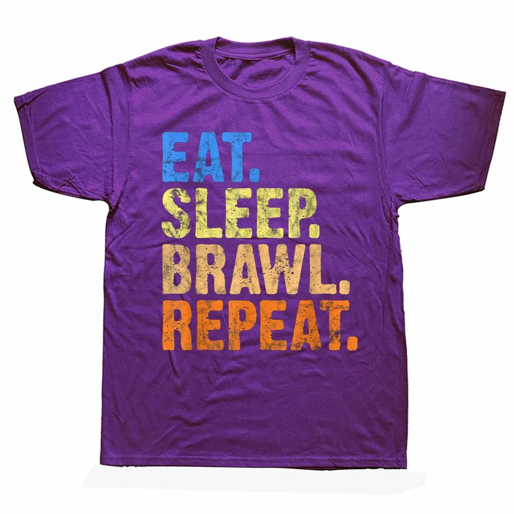 Lustiges Essen Schlafen Brawl Wiederholen für Brawler oder Gamer T-Shirts Grafik Baumwolle Streetwear Kurzarm Geburtstagsgeschenke T-Shirt Männer