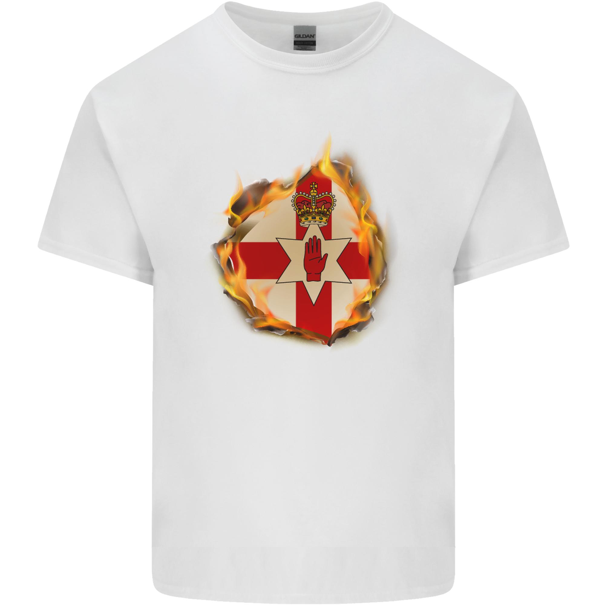 The N Ireland Flag Fire Effect Unisexs Light Cotton TShirt S