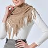Women's Hollowed Knitted Triangular Scarf Imitation Cashmeres Soft Winter Shawl Wrap Neckerchief Blanket with Fringes