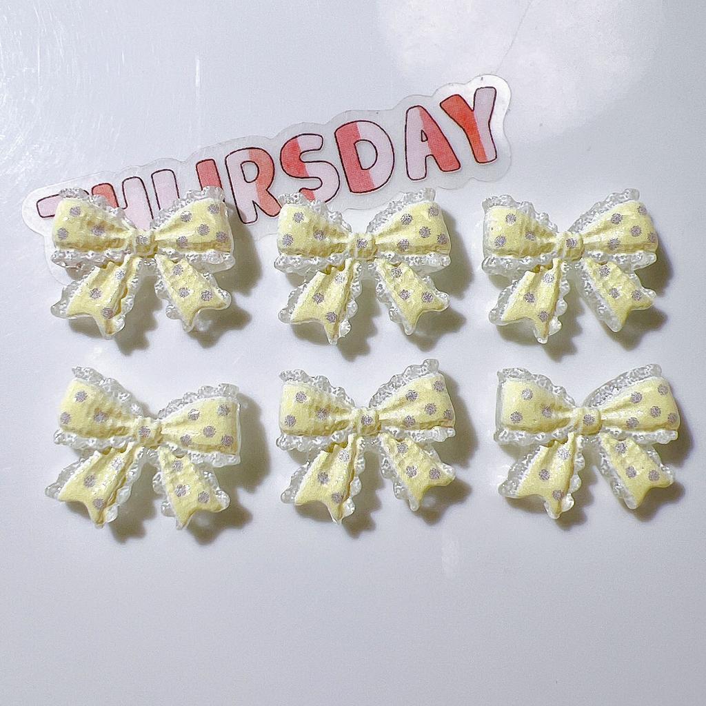 6PCS Small Dot Bowknot Charm Planar Resin Patch Jewelry Making Scrapbook Diy Party Hairpin Accessories Home Decoration Craft