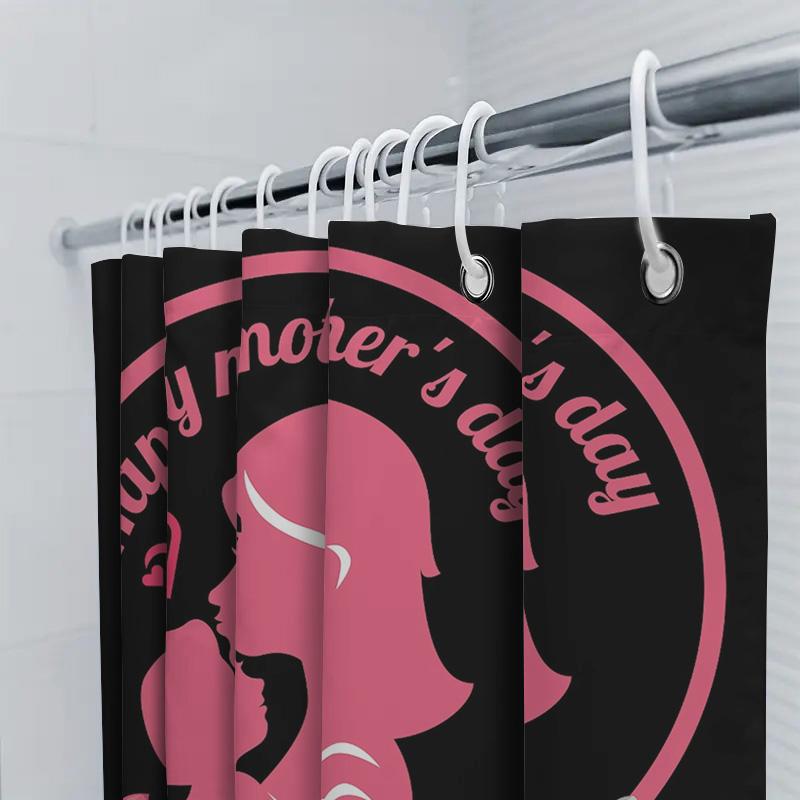 Happy Mother'S Day Silhouette Print Shower Curtain