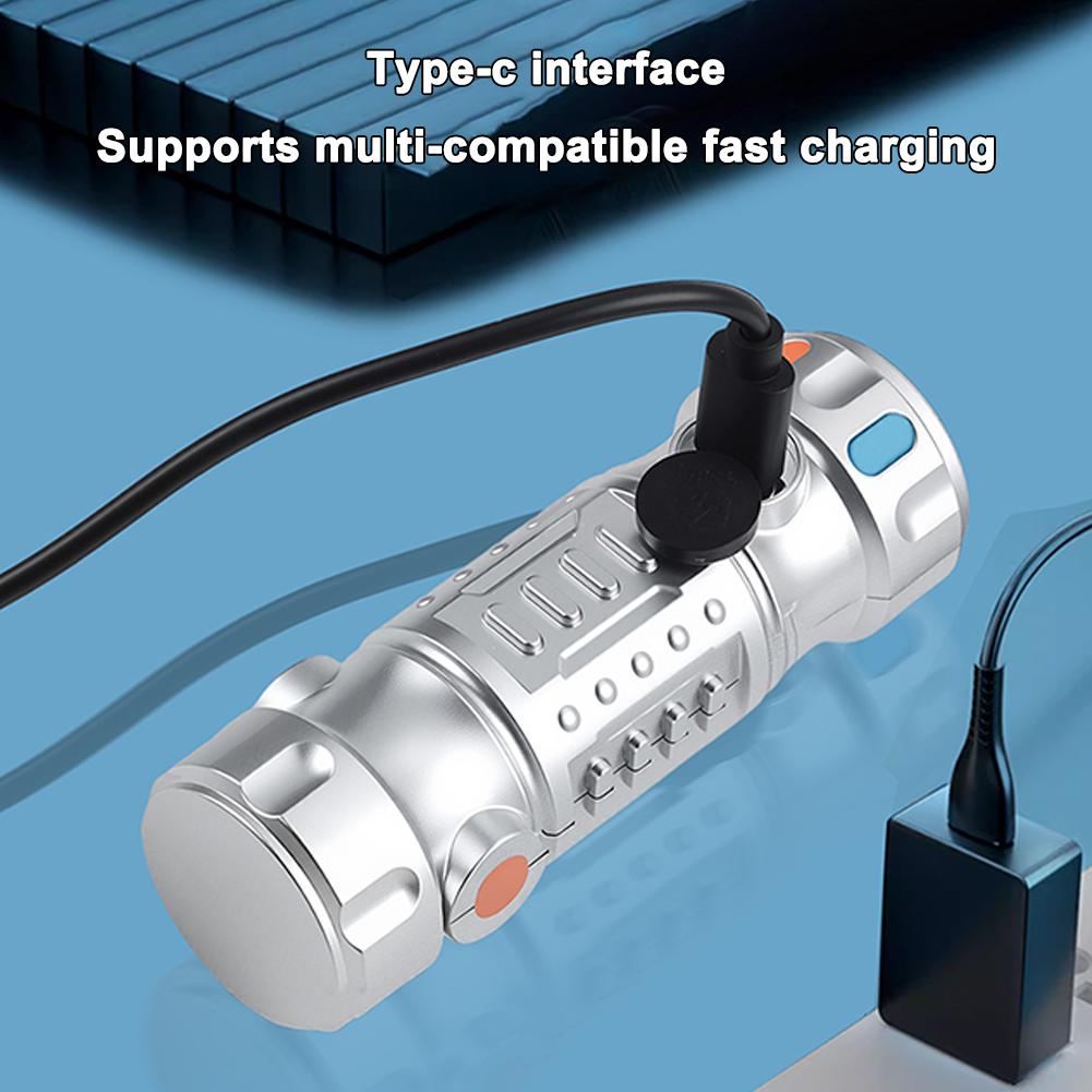 Multi-functional Mini Keychain Flashlight LED Rechargeable Torch Portable USB Charging Camping Flashlight 3 Colors