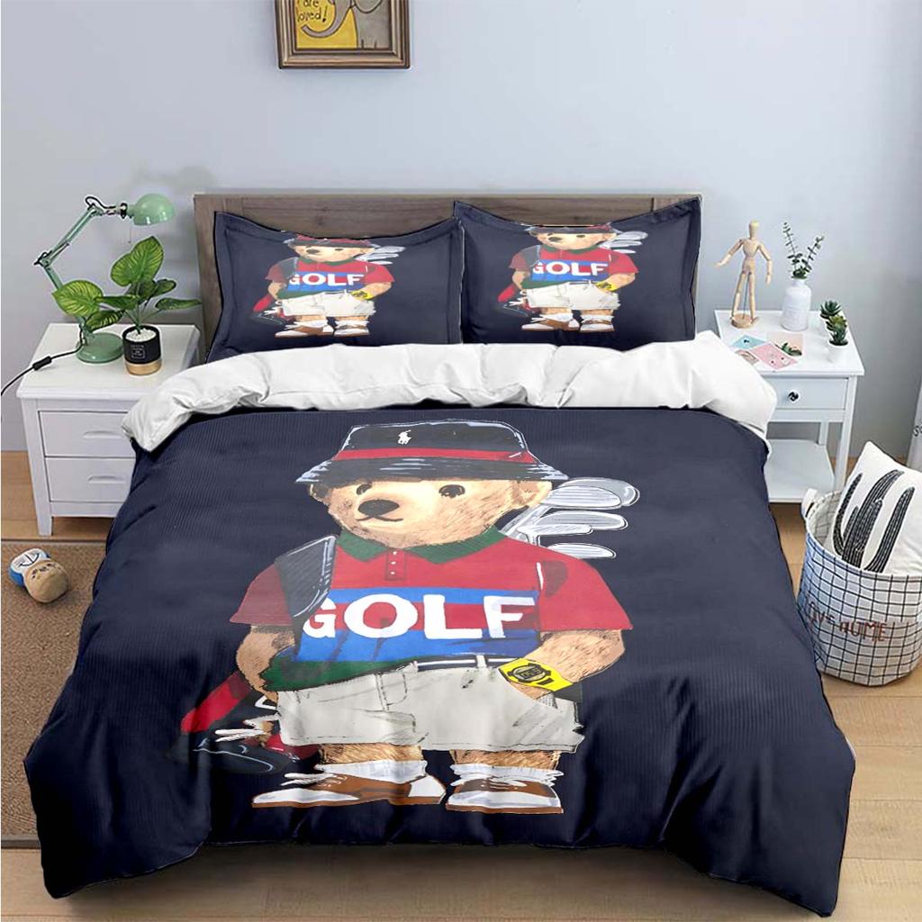Hot Sale Fashion Bear Bedding Set Single Twin Full King Size Cute Animals Bed Linen Adults Teens Bedroom Luxury Gift