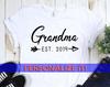 Personalized Grandma Established Year and Kids Tshirts, Grandma Gifts, Baby Announcement and Kids Tshirt, Baby Shower Gifts, Custom Grandma Gift