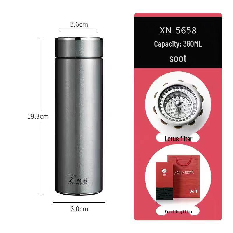 Xinuo Vacuum Insulated Water Bottle with Filter, Stylish for Men & Women - Perfect for Office, Car, Home.