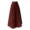 Women's High Waist Corduroy Midi Skirt - 2025 Autumn Winter Korean Style, Large Flare Pleated Design