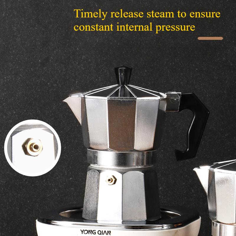 Aluminum Mocha Pot for Household Kitchen Espresso Machine Octagonal Mocha Pot