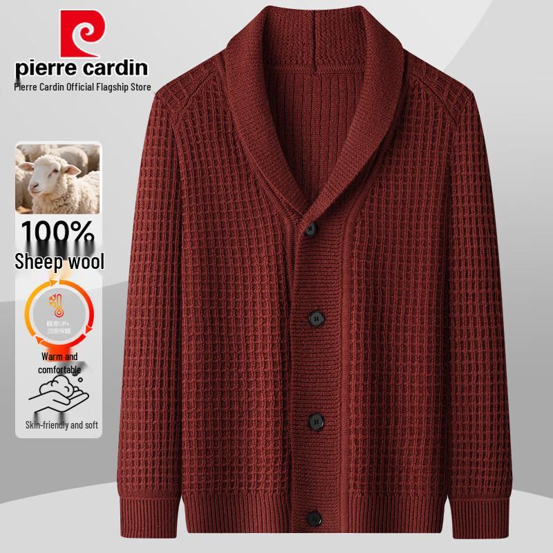 Pierre Cardin Men's 100% Wool Thick Knitted Cardigan