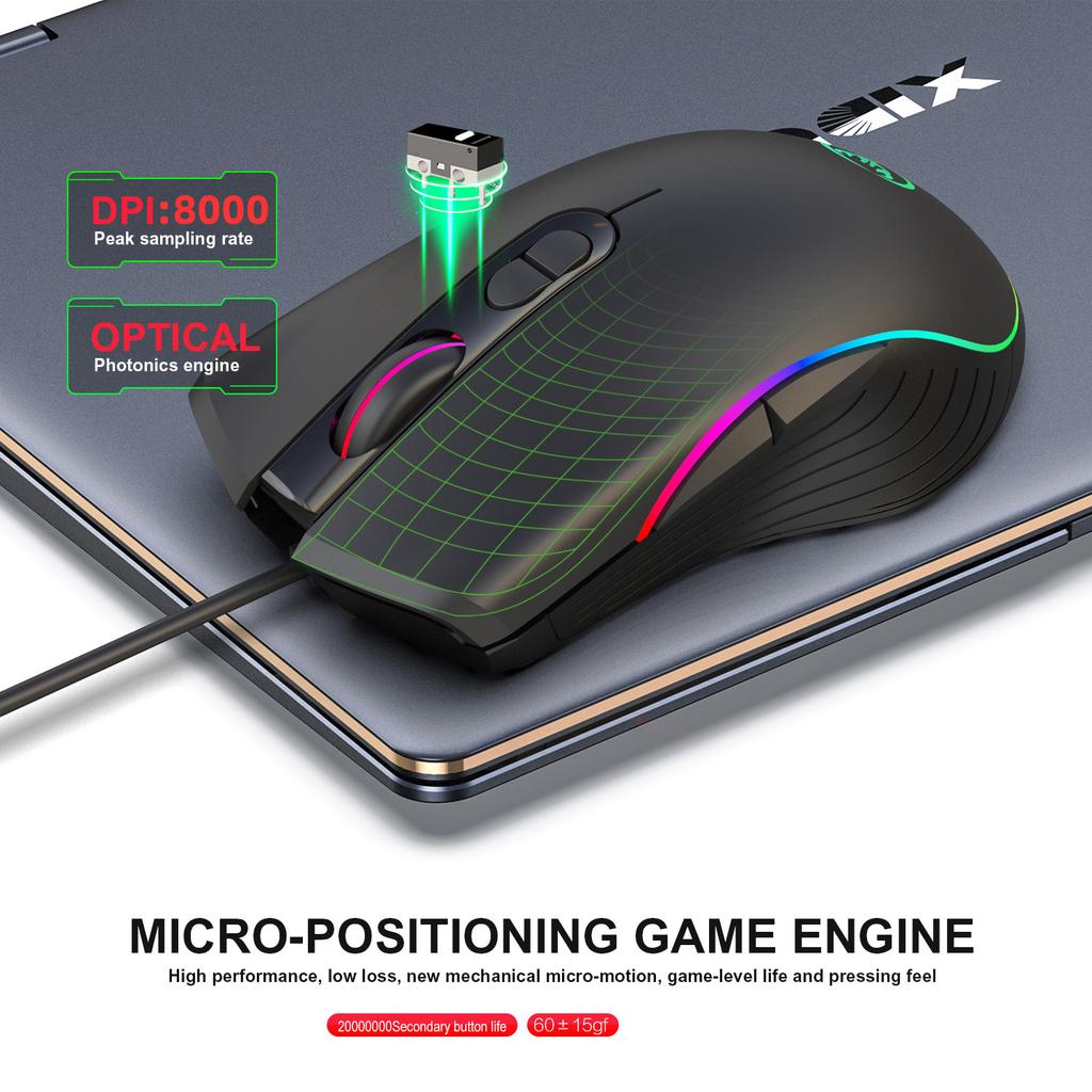 A867 Macro Programming Gaming Mouse RGB Backlight Wired 7-Key Matte Texture Multiple Lighting Modes