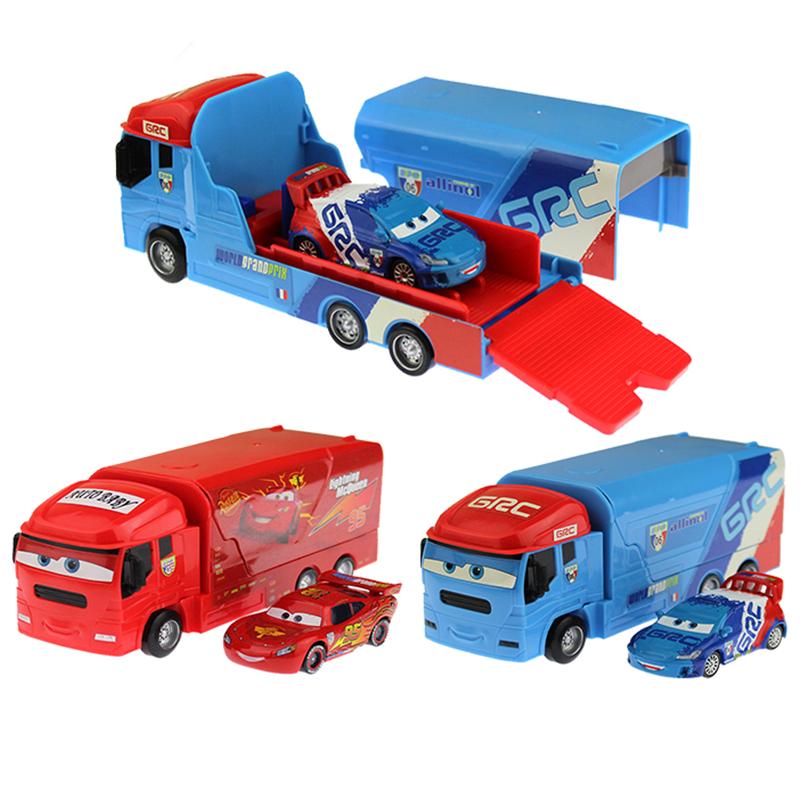 Disney Pixar Cars LKW mit Auto Lightning McQueen Legierung Metall Modell Der König Chick Hicks Diecast Metall Rennen Kinder Weihnachtsgeschenk