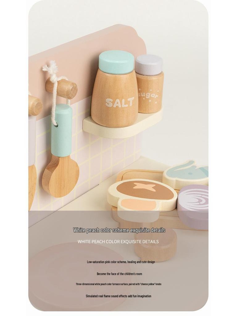 Kids' Wooden Kitchen Playset—Log Style Cooking Toy for Pretend Play
