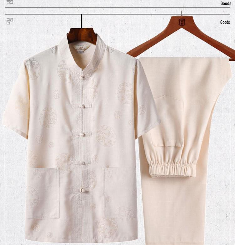 Men's Chinese-Style Summer Tang Suit: Short-Sleeve Linen Hanfu Robe for Middle-Aged and Elderly