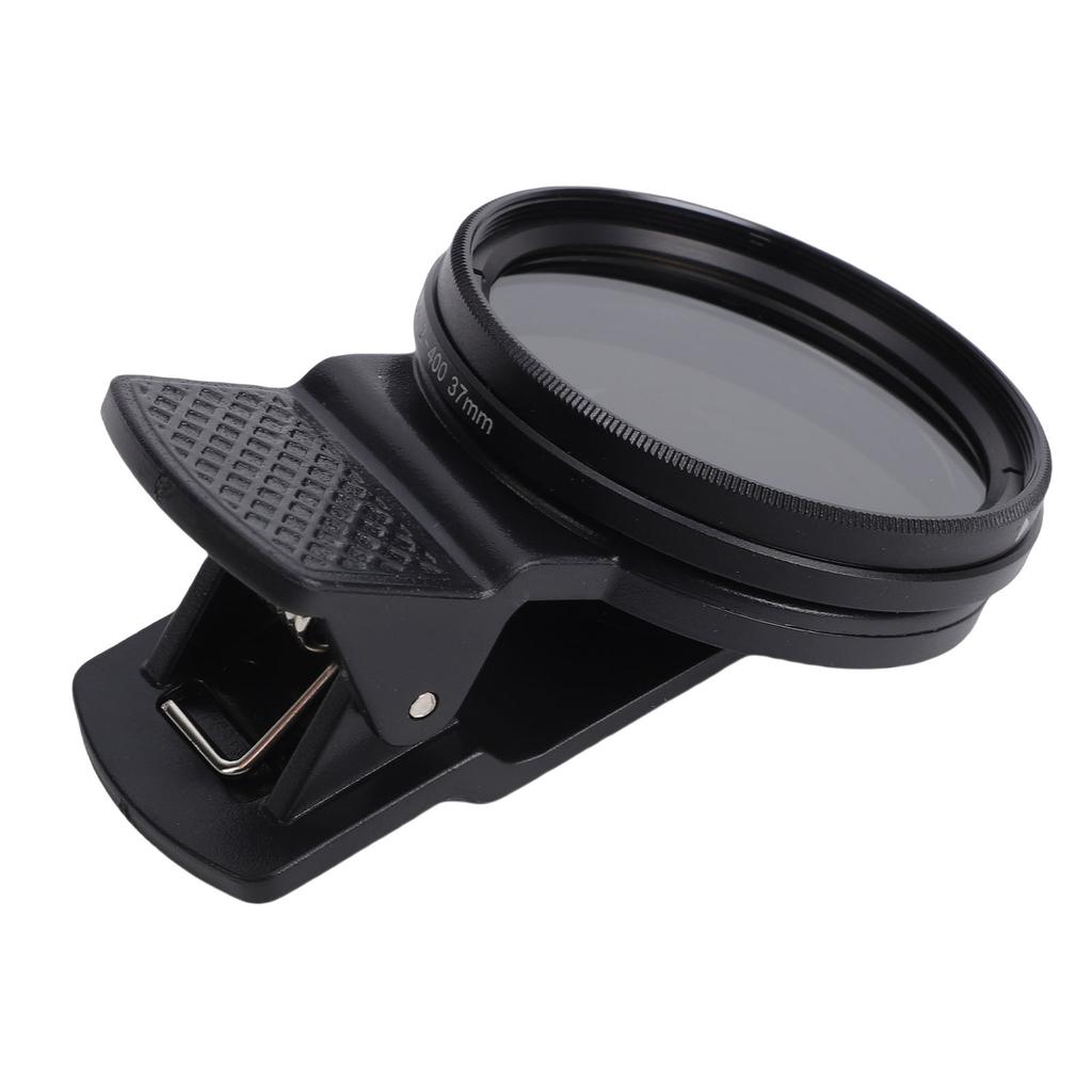 37mm Adjustable ND Filter ND2 400 Variable Neutral Density Lens Filter with Clamp for Smartphone Mount Reduces Light