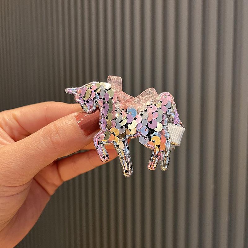 Colorful Sequined Unicorn Hair Clips for Girls – Korean Style Princess Headwear