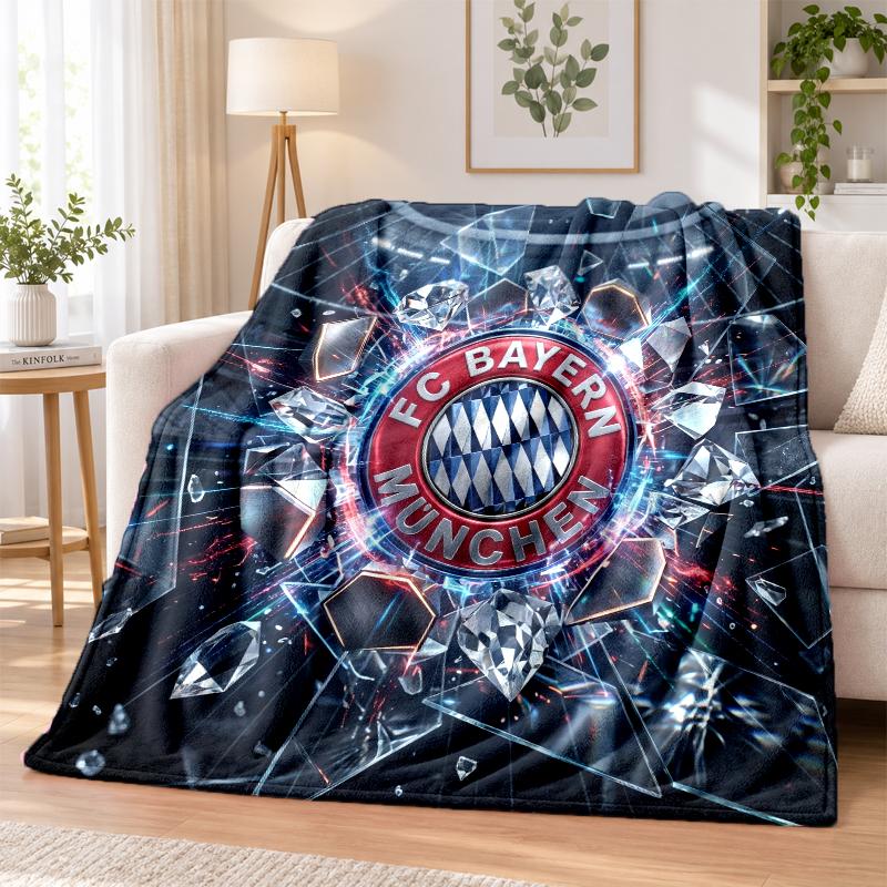 Bayern Munich Printed Flannel Blanket Warm Comfort Bed Throw For Indoor Home Decoration