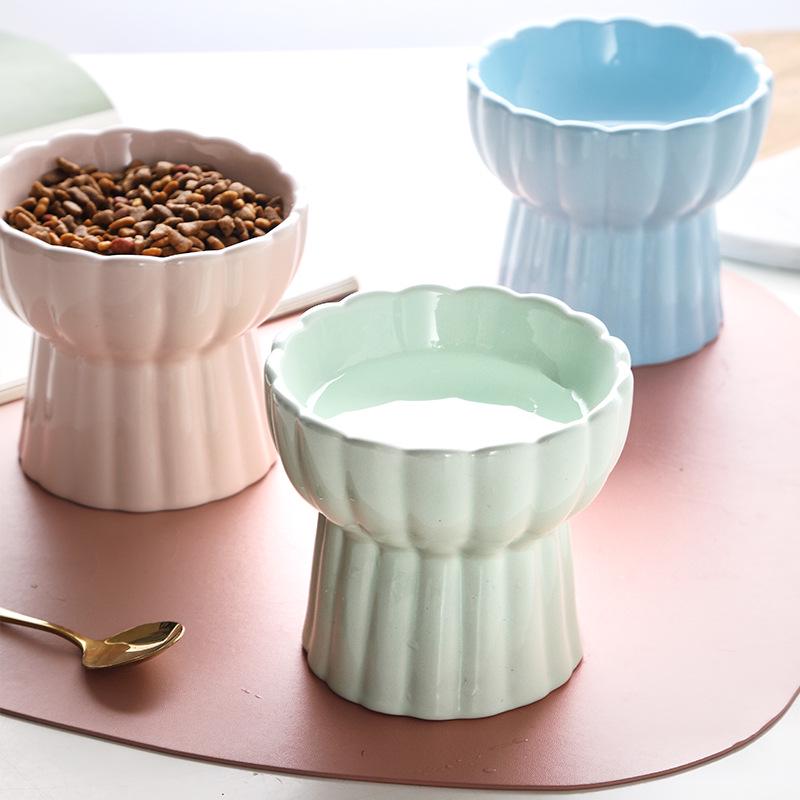

Ceramic High-Footed Pet Bowl for Cats and Dogs: Water or Food Dish светло-зеленый