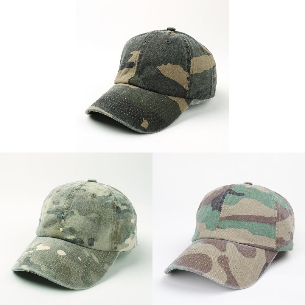 Cotton Washable Camouflage Baseball Cap With Curved Brim For Summer Casual Wear