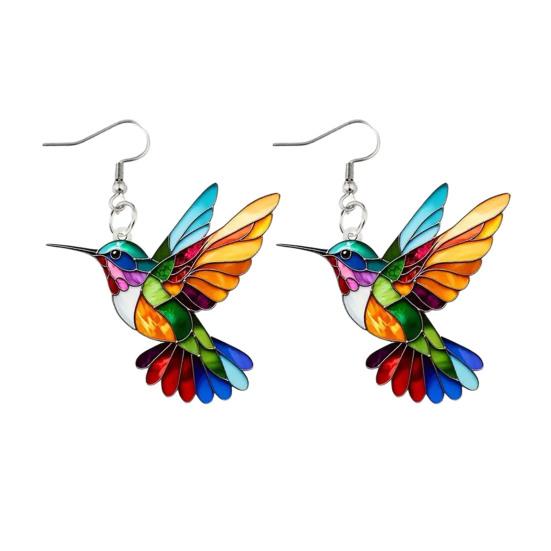 1 Pair Acrylic Colorful Bird Dangle Earrings 2D Hummingbird Hook Earrings Hypoallergenic Women Bird Drop Earrings Fashion Jewelry