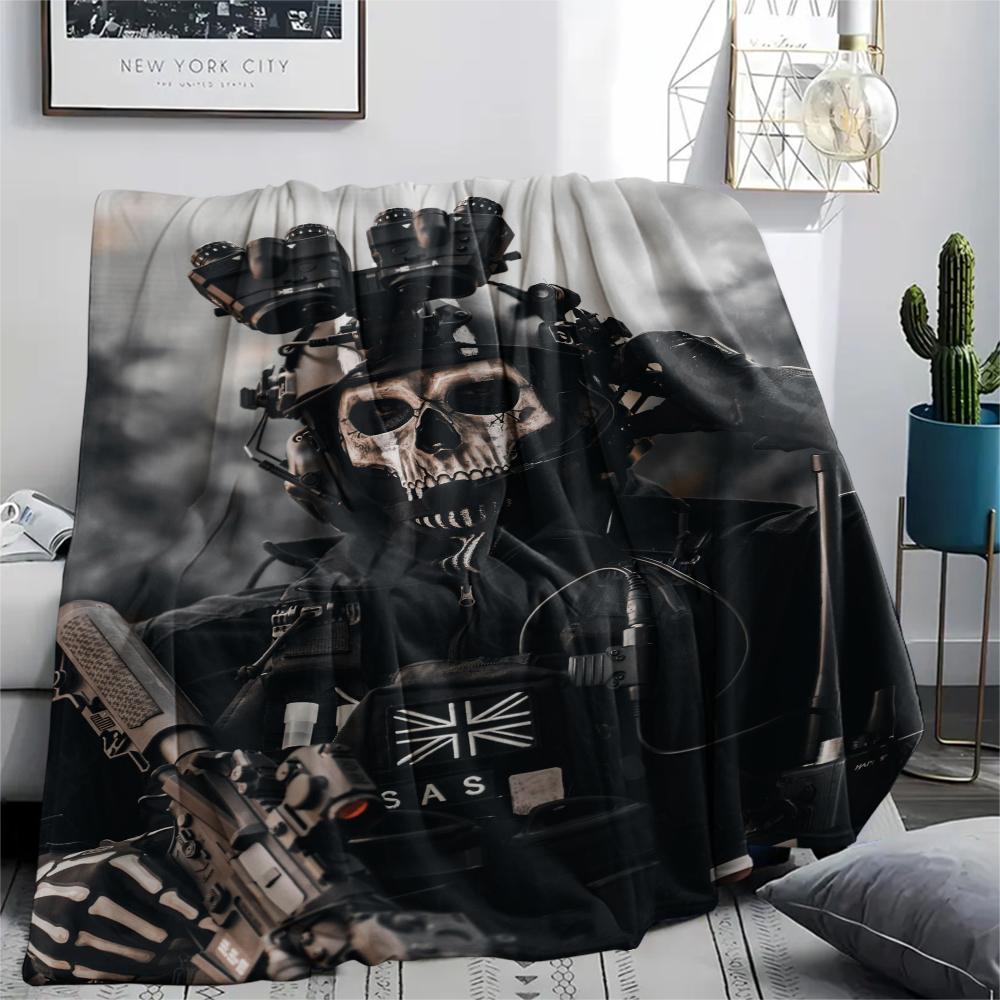 1PC GHOST Print Flannel Blanket, High quality Comfortable for All Seasons, Home Decor, Warmth and Comfort, Perfect for Christmas Gifts160