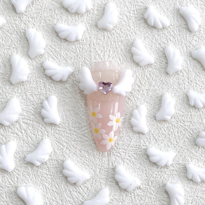 30Pcs Cute Angel Wings Nail Charms Luminous Mini Wing AB Flatback Resin Nail Accessories Jewelry DIY Decoration