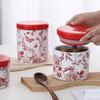 Flower and Bird Patterned Ceramic Storage Jar, Candy Jar, Coffee Bean Sealed Jar, Food Storage Container, Kitchen Storage Box