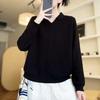 2026 Autumn New Simple Solid Color Knit Patchwork Sweater with Loose Lapel Pullover