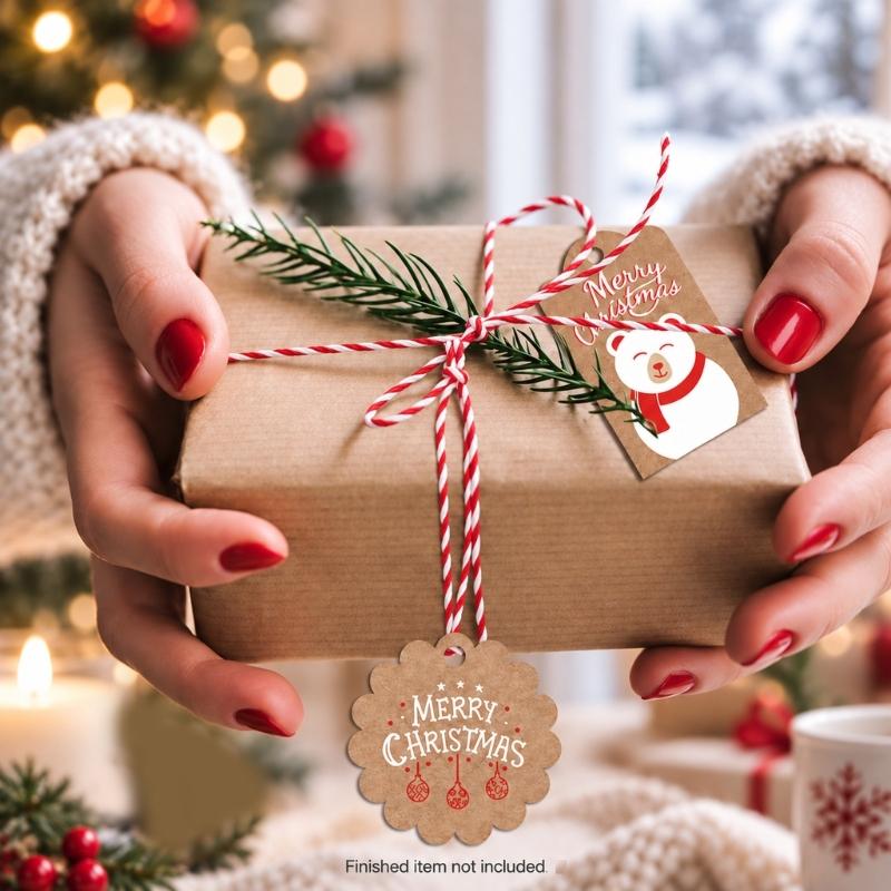 Christmas Gift Label and Reading Marker Set, 120 Paper Labels with String for Presents, Greeting Cards, Table Cards, and Party Favors