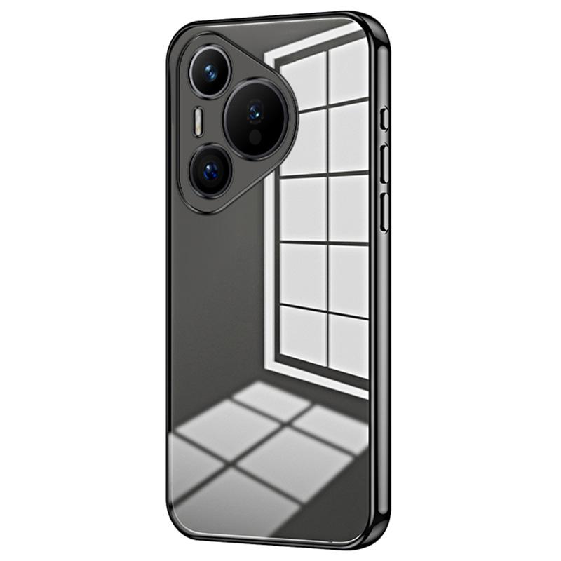

Для Huawei Pura 70 Чехол TPU Прозрачный Гальванический Чехол для Телефона Black