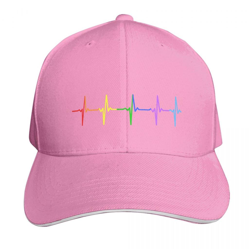 Regenbogen Puls Herzschlag LGBT Baseballkappe Trucker-Hut Neuer Hut Luxusmarke Schiffermütze für Unisex Unisex Damen