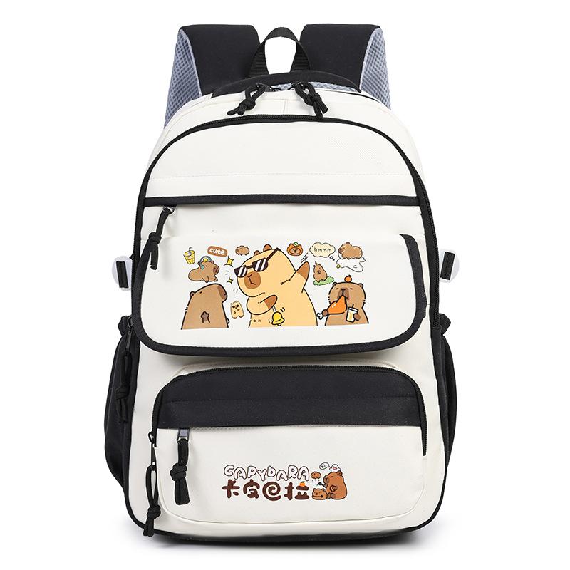 

School bag Kapibara new primary and secondary school students cartoon color matching casual love boys and girls backpack batch чорний