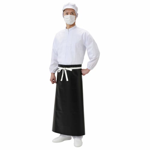 Koshin Rubber Apron, Black, Large, Waterproof, Long, Oil-Resistant, Chestless Apron, G0526AA