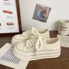 Sneakers in Tela con Suola Spessa da Donna con Lacci Piattaforma Scarpe Casual Traspiranti Basse per Signore