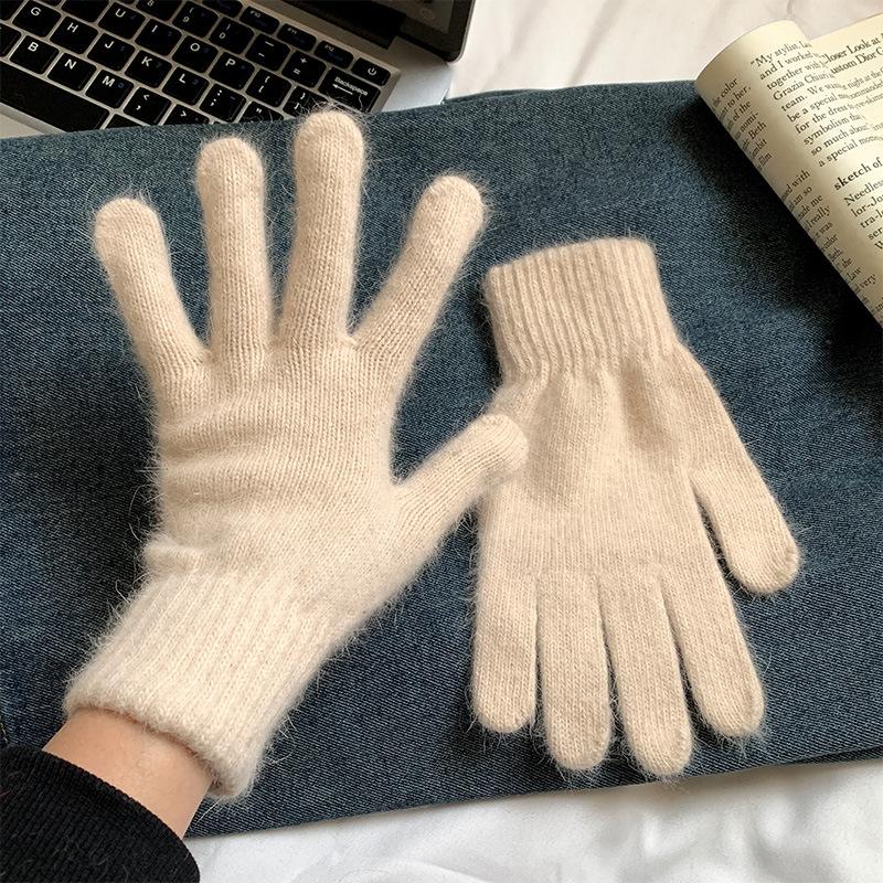 Wind Rabbit Plush Cute Warm Knitted Wool Gloves Long Girl Pink Thickened Soft Cold-proof