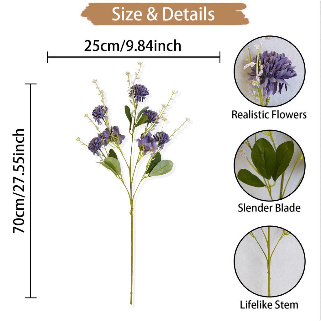 Simulation Flower 5 Pronged Spherical Chrysanthemum, Artificial Simulation Green Plant Wedding Wedding Hall Floor Arrangement Flower Silk Flower