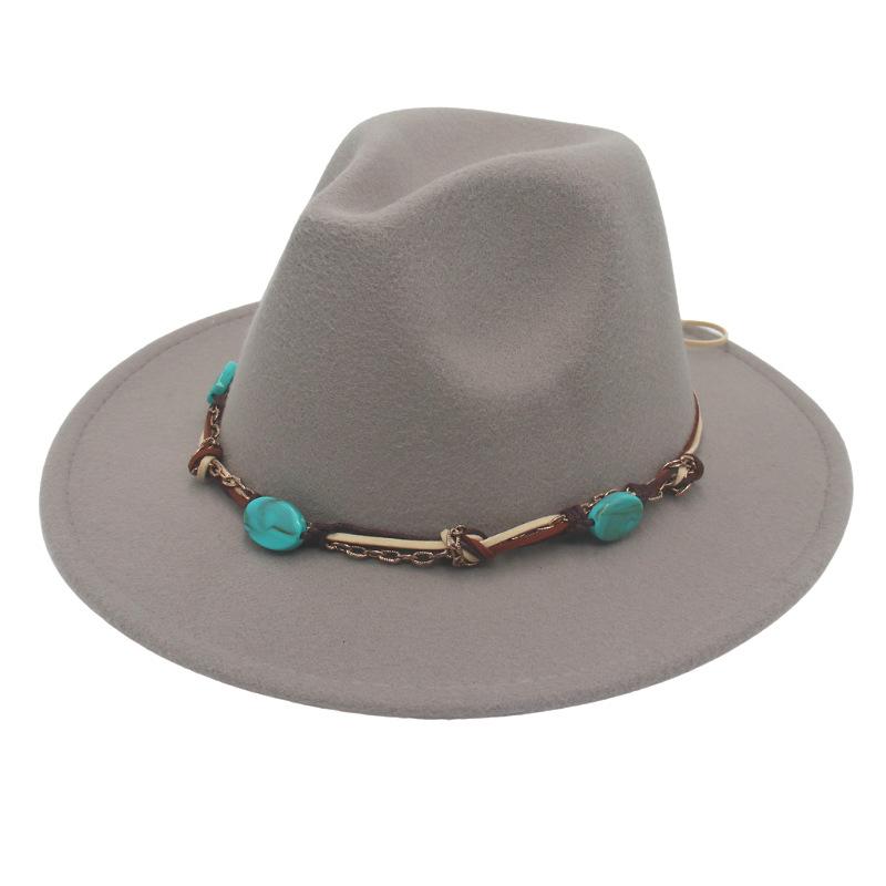 

Emerald Western Style Top Hat Resin Accessories Jazz Hat Wool Felt Hat L（58-60cm） світло-сірого кольору